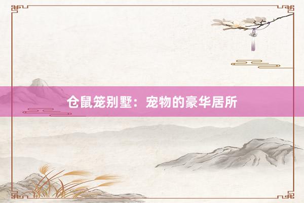 仓鼠笼别墅:宠物的豪华居所
